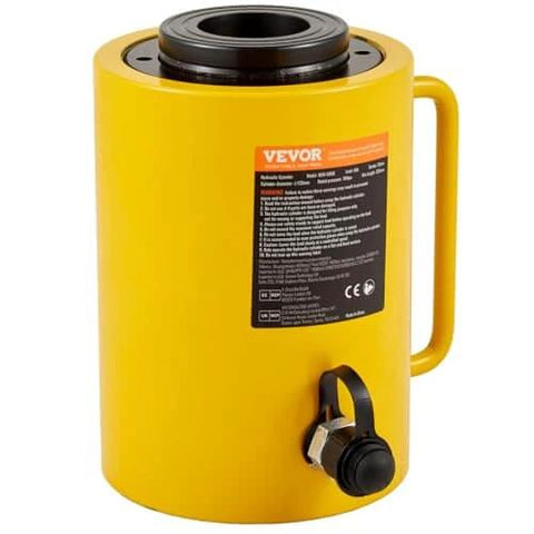 60T 2 Inch Hydraulic Cylinder Jack Hollow Single Acting Hydraulic Ram Cylinder 50mm Hydraulic Lifting Cylinders, yellow design