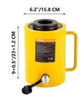 ✝️ 60T 2 Inch Hydraulic Cylinder Jack Hollow Single Acting Hydraulic Ram Cylinder 50mm for Riggers, Yellow with Handle