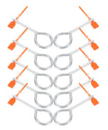 Get 30 Sets Of Fire Extinguisher Lock Pin Replacement Seals Tamper Proof Kit With Disposable Colored Tags For Ultimate Safety And Secure Management, showing 10 silver pins with orange tags.