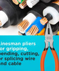 4 Piece Pliers Set With 8 Inch Slip Joint Pliers 7 Inch Linesman Pliers And 6 Inch Needle Nose Pliers Versatile Hand Tool Kit For DIY Projects Electronics Wiring And Home Improvement showing 7 inch linesman pliers gripping wire