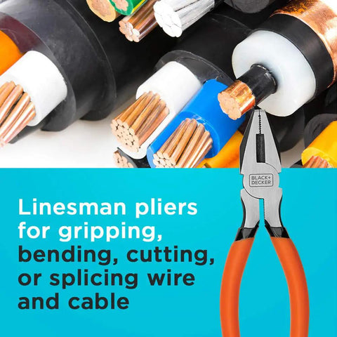 4 Piece Pliers Set With 8 Inch Slip Joint Pliers 7 Inch Linesman Pliers And 6 Inch Needle Nose Pliers Versatile Hand Tool Kit For DIY Projects Electronics Wiring And Home Improvement showing 7 inch linesman pliers gripping wire