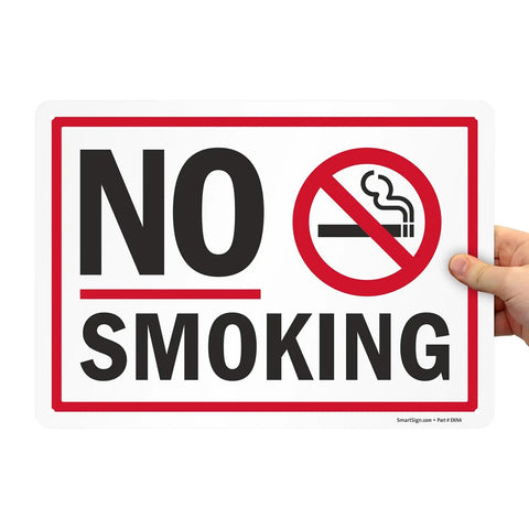 No Smoking Sign 10 By 14 Inch Aluminum Sign With Screen Printed Symbol 40 Mil Laminated Rustproof Aluminum For Indoor Outdoor Use Made In USA Easy Mount With Corner Holes