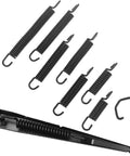 Heavy Duty Stainless Steel Tension Springs With Hooks Pack Of 10 Assorted Sizes shown in black, ideal for automotive and industrial use.