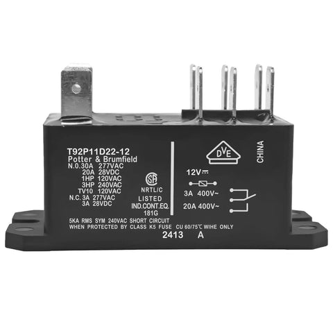 Two Pack DPDT Power Relay 12V DC Coil Beefy 30A 120 277VAC for Automation, HVAC, Automotive and Appliance Projects, side view