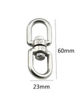 Eight Pack M5 Stainless Steel Swivel Shackle With Double Eye Bolt Swiveling Connector Rings For Hammock Hanging, Tree Swing, Marine Mooring And Outdoor Hanging Chair, Heavy Duty Rust Resistant Hardware shown in detailed measurement view 60mm by 23mm