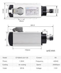 CNC Spindle Motor Kit 110V 1.5KW ER16 High Speed Spindle 0 To 24000 RPM With VFD Ready Drive dimensions and specs chart