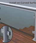 Heavy Duty Glass Clamp Set for Flat and Curved Square Glass and Acrylic Surfaces, Railing Spigots and Bracket Holders on curved surface