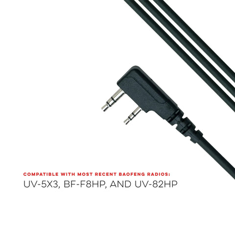 USB Radio Programming Cable For Baofeng Kenwood UV-5R BF-F8HP UV-82HP And More Plug And Play, Easy Setup, No Driver Needed, Compatible With K1 Jack Standard showing 3.5mm K1 jack connector.