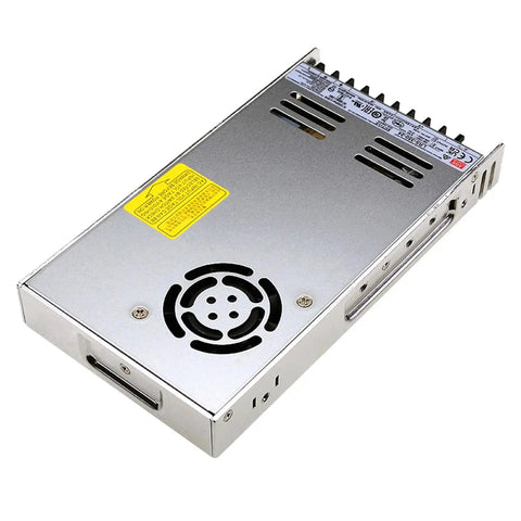 Space-Saving 1U Enclosed Power Supply 24V DC 350W 14.6A For Control Cabinets, Slim High Power Module With Wide Input 90-264VAC Or 240-370VDC, Durable Enclosed Design For Quiet, Reliable Output, silver metal enclosure