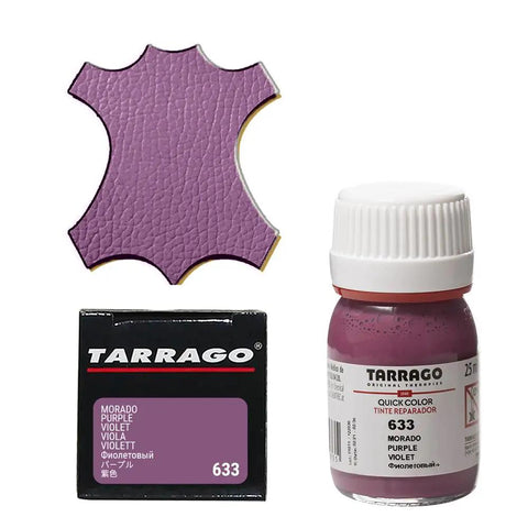 No Sweat Quick Color Leather And Canvas Dye For Beat Up Kicks Boots Bags And Coats In Bold Purple 25 Ml Tube with color swatch.