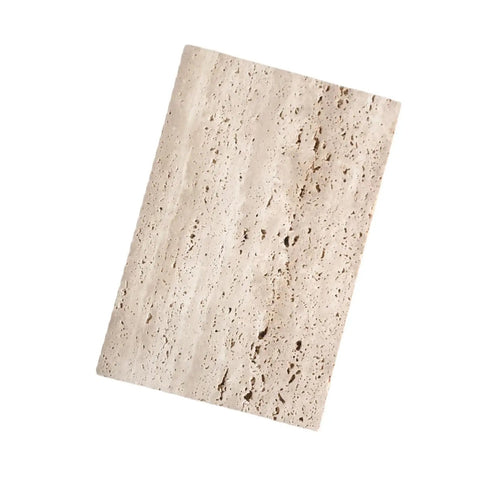 Beige Travertine Marble Slab Tray With Right Angle Surface Plate And Non Slip Mat For Home Decor, Dope Natural Stone, 11.8x7.87x0.39 in