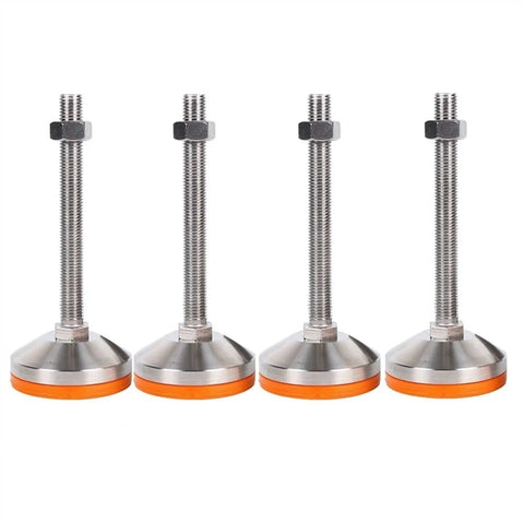 Rock Solid Adjustable Leveling Feet With Strong 80 Mm Stainless Steel Bases Four Piece Set, threaded screw levelers for furniture.