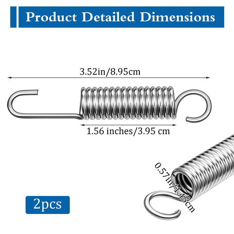 Heavy Duty Replacement Recliner Tension Springs For Couch Sofa Repair Parts, dimensions 3.52in and 1.56in, pack of 2 coils.