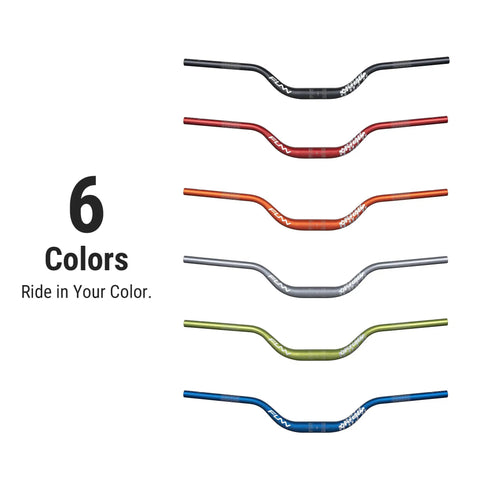 Upturn High Rise Mountain Bike Handlebar With 31.8mm Clamp, 785mm Width in six colors displayed vertically