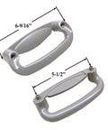 Gliding Patio Door Dummy Pull Handles For Tribeca Style Doors Compatible With OEM Parts 2562035 2573603 2573605 Five And A Half Inch Hole Centers Non Handed Stone Diecast Replacement For Previous Style Interiors And Exteriors, showing two handles with dimensions label of 5-1/2 inches