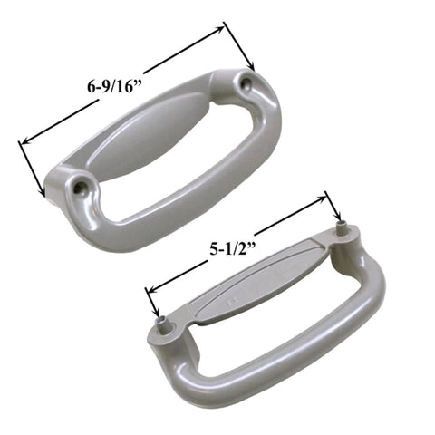 Gliding Patio Door Dummy Pull Handles For Tribeca Style Doors Compatible With OEM Parts 2562035 2573603 2573605 Five And A Half Inch Hole Centers Non Handed Stone Diecast Replacement For Previous Style Interiors And Exteriors, showing two handles with dimensions label of 5-1/2 inches