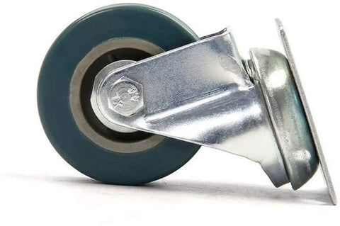 Tough As Nails Heavy Duty Rubber Swivel Castor Wheels 4 Pack For Furniture Moving And Cart Hauling 50Mm solid rubber wheel with steel mounting plate side view.