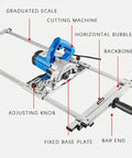 Straight Up Precision Dual Rail Edge Guide For Circular Saw showing graduated scale and cutting machine features.