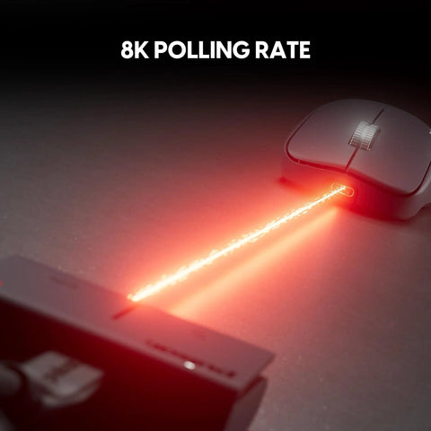 Es FS1 Wireless Gaming Mouse Pro Level Precision For Real Gamers With 56g Symmetrical Design And Low Profile Hump Black Finish showing 8K polling rate.