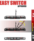 Beefy 2 Bike Hitch Rack And Foldable Cargo Carrier For E Bikes, Heavy Duty Fits Two Fat Tire Mountain Bikes, foldable mechanism shown.