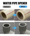 Before and after images of pipe threading using All In One Drill Driven Pipe Threader And Wrench For PVC And Water Pipes Universal Half Inch Three Quarters Inch And One Inch Pipe Opener With Internal And External Threading Fast Diy Plumbing Repair Tool Set For Home Or Pro