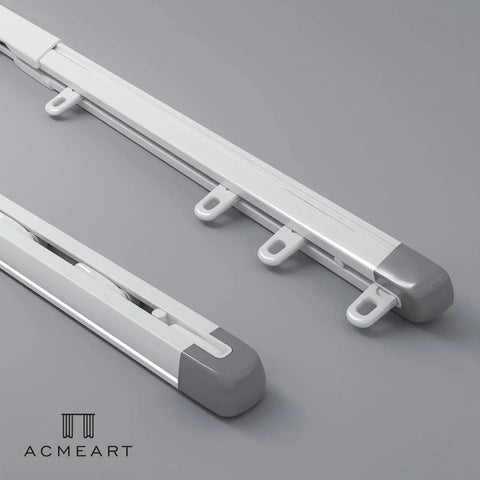 Retractable Ceiling Curtain Track 2.8 To 5.2 Ft White With Silent Nano Roller System And 304 Stainless Steel Hooks, Adjustable Length From 33.6 To 62.4 Inches, Easy Install Noiseless Operation For Windows Or Room Dividers. white ceiling curtain track with hooks