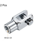 Air Cylinder Rod Clevis End Set 2 Pack 62mm Length M12x1.25 Female Thread Y Connector Silver Durable Low Carbon Steel For Pneumatic Cylinders And Automatic Equipment; 2 pcs, M12x1.25