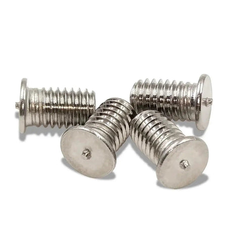 Heavy Duty 304 Stainless Steel M3 Welding Studs And Spot Stud Screws For Metal Fabrication 200 Pack, close-up view of studs.