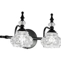2 Light Dope Vintage Crystal Vanity Lights Wall Sconces in Black Painted Finish with Thick Crystal Glass Shades Retro Bathroom and Bedroom Lighting Easy Install Durable Metal Frame for Living Room