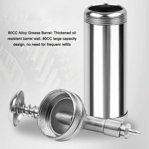 Lightweight 80cc Manual Grease Gun Handheld High Pressure Filler, alloy body, shown disassembled for Auto and Excavator Maintenance