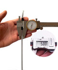 Measuring 30ft Outdoor Security Cable Lock For Travel Luggage Braided Steel Wire with calipers showing thickness detail.