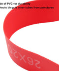 Close-up of red 20mm PVC rim strip from 4 Pack Red 20mm PVC Bicycle Rim Strips Tire Liners For Road And Mountain Bikes