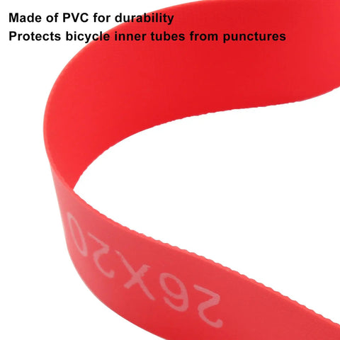 Close-up of red 20mm PVC rim strip from 4 Pack Red 20mm PVC Bicycle Rim Strips Tire Liners For Road And Mountain Bikes