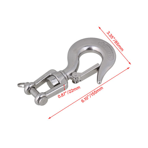 304 Stainless Steel American Type Swivel Lifting Clevis Chain Hook With Latch, 360 Degree Rotation, 1000Kg WLL