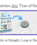 Hair Catcher Drain Protectors Bundle For Bathtubs And Sinks with packaging and hair-caught catcher on white surface.