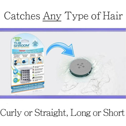 Hair Catcher Drain Protectors Bundle For Bathtubs And Sinks with packaging and hair-caught catcher on white surface.