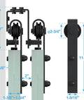 Diagram showing 11Ft Four Doors Double Track Bypass Sliding Barn Door Hardware Kit Hardware Only No Doors Included Stainless Steel Rails