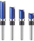 Pattern Flush Trim Router Bit Set With Bottom Bearing, Pro Grade Tungsten Carbide Bits For Clean Wood Cuts, One Quarter Inch Shank