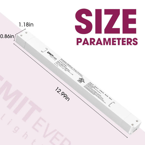 96W Slim Triac Dimmable LED Driver Power Supply 100 to 277V AC To 24V DC 0 to 100 Percent Dimming Transformer dimensions
