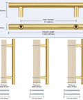 Diagram of 30 Pack 5 Inch Center To Center Gold Brass Cabinet Pulls For Kitchen Cabinets And Drawer Fronts with size details