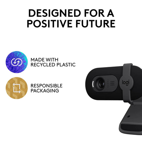 Hella Crisp Full Hd 1080p Webcam For Streaming And Remote Meetings showing design for a positive future with eco-friendly features.