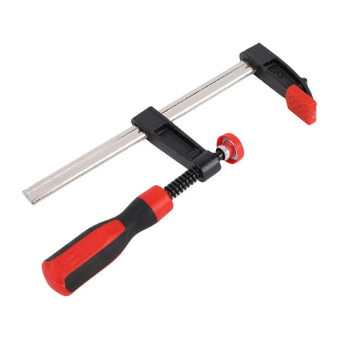 6 Inch Bar Clamp Heavy Duty F Style Clamping Tool With 300lbs Grip Power For Woodworking Projects In The Shop Alloy Steel With ABS Handle And A 5.9 Inch Jaw Opening 1 Pack, red-black handle