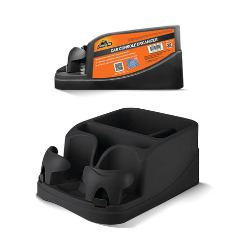 Car Console Organizer With Two Adjustable Cup Holders And Three Large Storage Compartments, Middle Seat Organizer With Seat Belt
