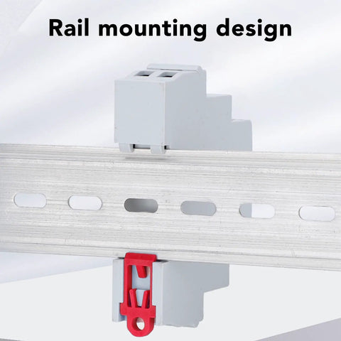 Heavy Duty DIN Rail Mount Push Button Switch 230V AC 2NO 2NC shown mounted on rail for industrial use
