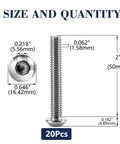 20 Pack 3/8-16 X 2 Button Head Socket Cap Bolts From Top Shelf 304 Stainless Steel 18-8 Grade size dimensions and quantity illustration