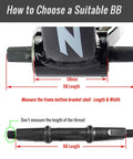 Diagram showing how to measure Durable Square Taper Bicycle Bottom Bracket 68mm Shell with BB UN26 and steel bearings.