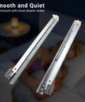 2 Pack 21 Inch Undermount Drawer Slides With Soft Close Action Full Extension Concealed Runner Set hidden glides showing smooth operation.