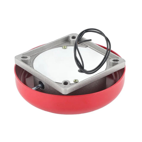 Bottom view of Beefy 95dB Electric Fire Alarm Bell CB-6B, 150mm aluminum base, red casing for school home factory use, 110V AC.