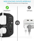 Two Pack USB Wall Charger Surge Protector With 5 Outlets And 4 USB Ports Including USB C 1800 Joule Power Strip Black comparison