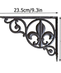 Heavy Duty Iron Corner Braces Tough As Nails Floating Shelf Supports Wall Mounted Triangle Plant Stand Steel L Brackets Set Of Two, decorative design with measurements.